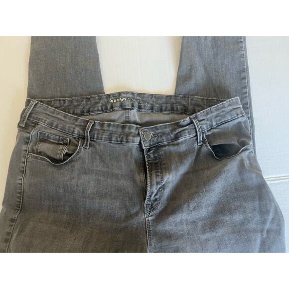 Old Navy Rockstar Zipper and Button Mid Rise Light Gray Skinny Stretch Jeans 18R - Picture 3 of 7